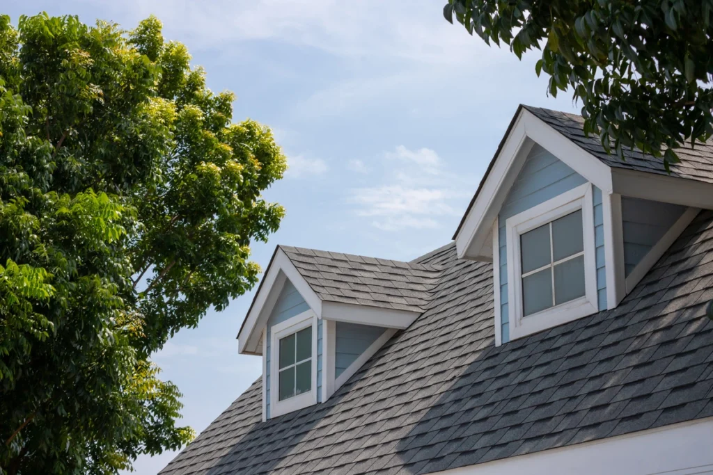 tree and roof