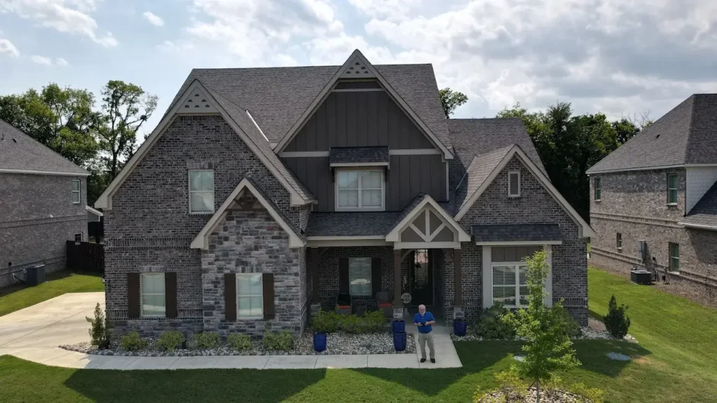 Residential roofing project on a brick home in Auburn, AL