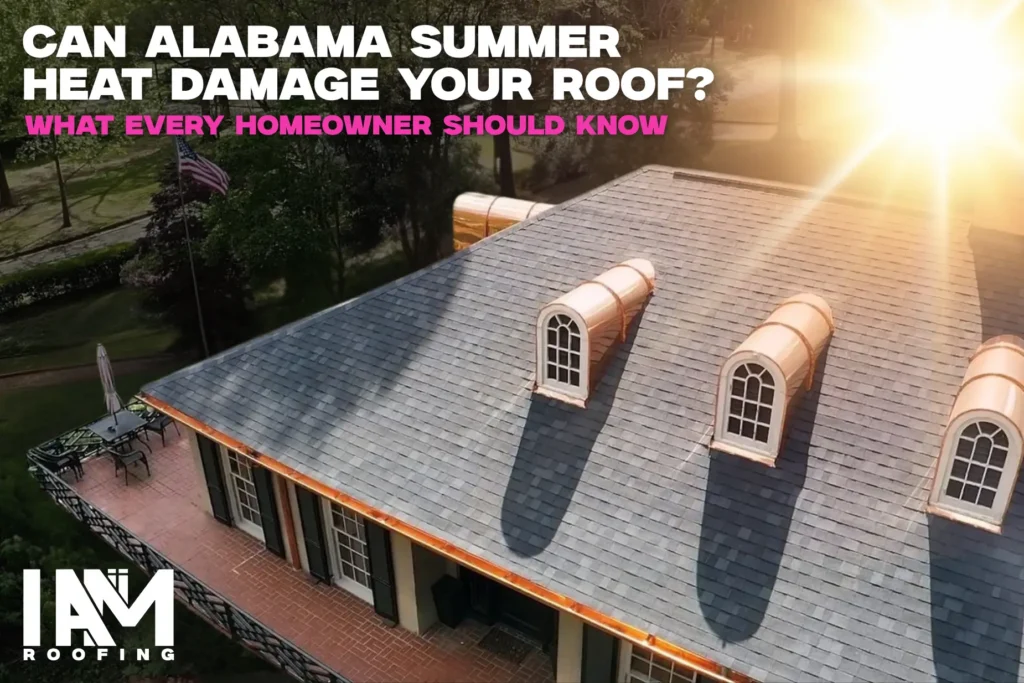 Sun shining over an asphalt shingle roof in Alabama, illustrating how extreme summer heat and UV exposure can impact roof lifespan and performance.